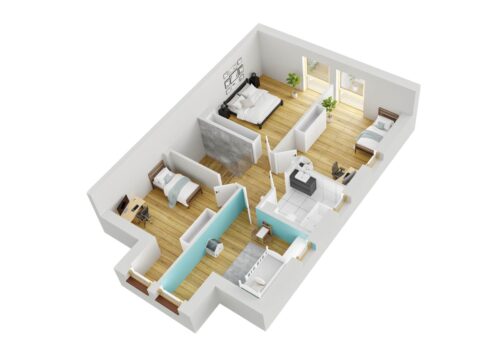 Wizualizacja 3D budynku mieszkalnego jednorodzinnego
